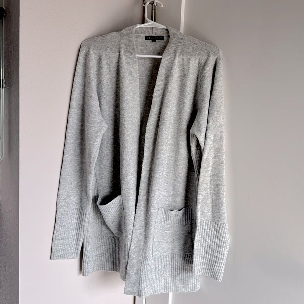 Stitch Fix Love Ellie Gray Open Front Cardigan Sweater with‎ Pockets
